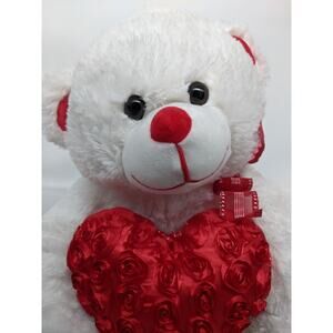 Red & Pink - Roses 4U White Bear Plush ~18"